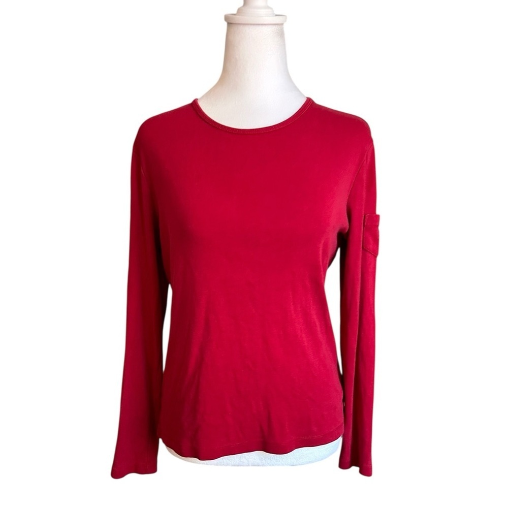 LRL Ralph Lauren Women Medium Red Top Long Sleeve Cotton